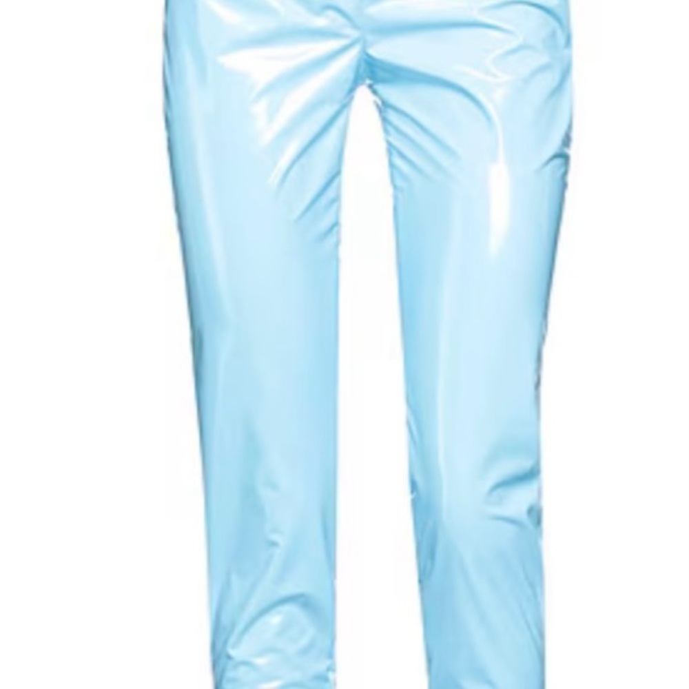 NWT light blue vinyl pants - Picture 2 of 6